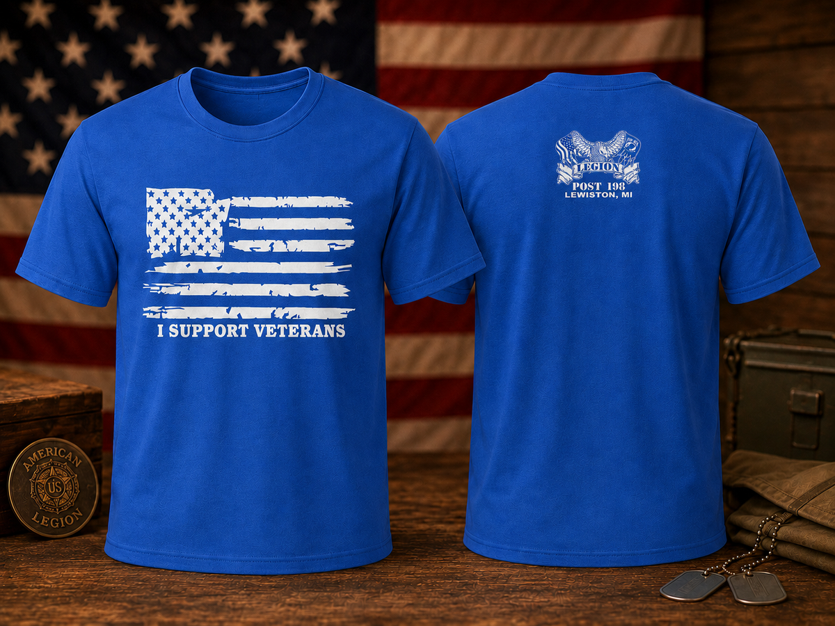 American Legion Post 198 Crew Neck T-Shirt – I Support Veterans