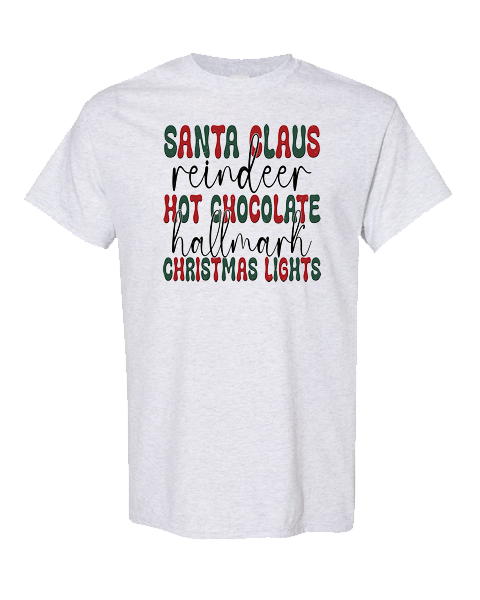 Santa Claus, Reindeer, Hot Chocolate, Christmas Lights.