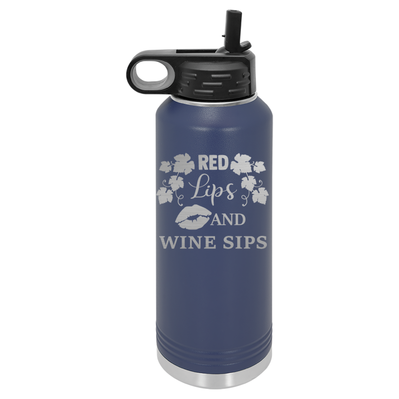 Red lips, and wine sips.
