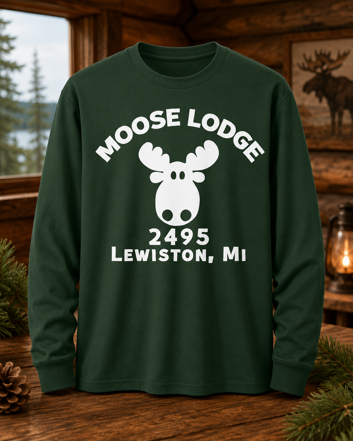 Lewiston Moose Lodge 2495 Moose Head Long-Sleeve T-Shirt