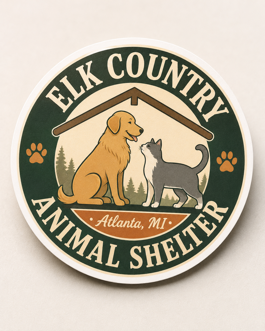 Elk Country Animal Shelter Round Badge Sticker
