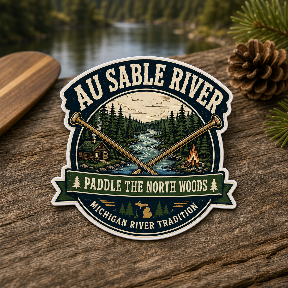 Au Sable River Paddle the North Woods Die-Cut Sticker