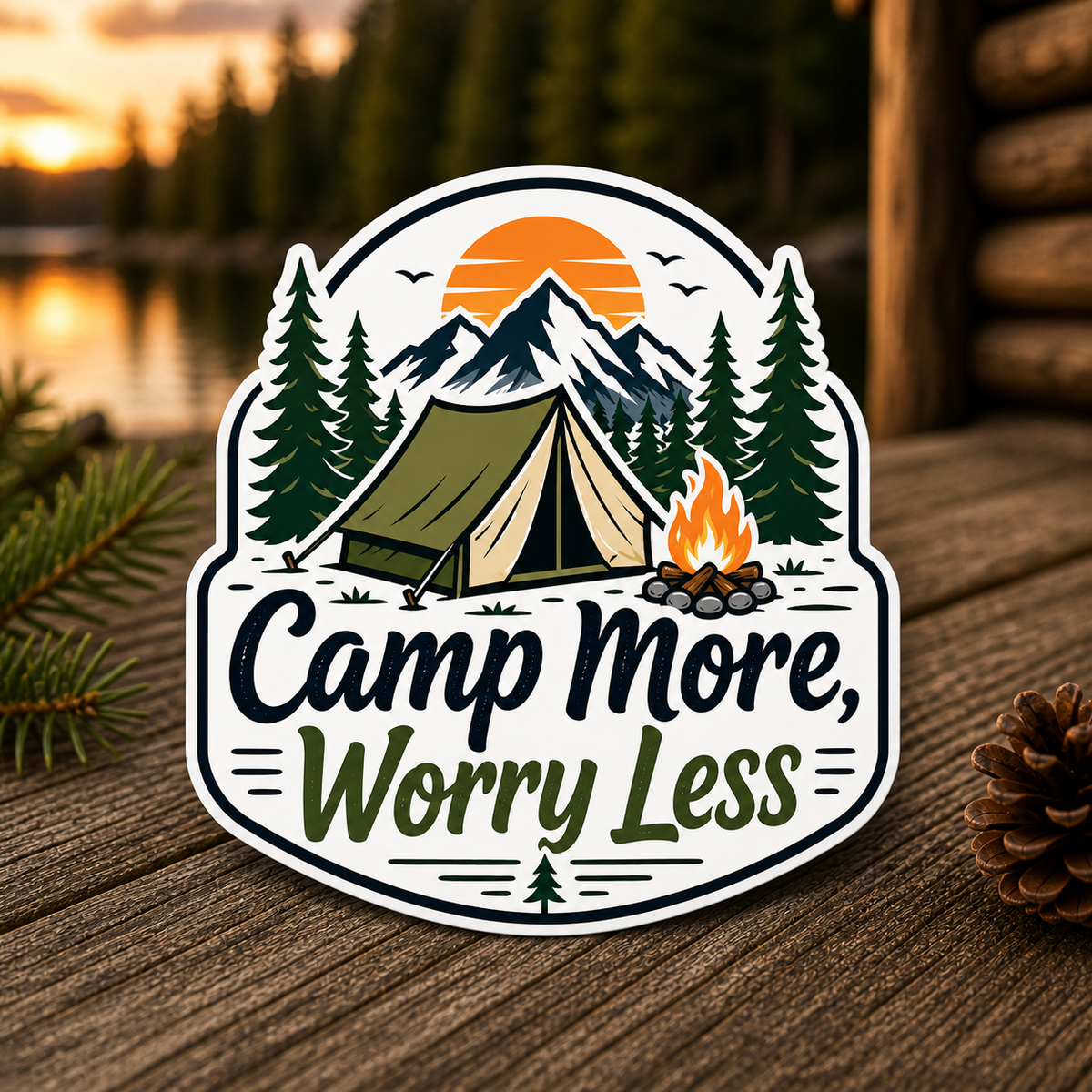 Camp More Worry Less Die-Cut Sticker