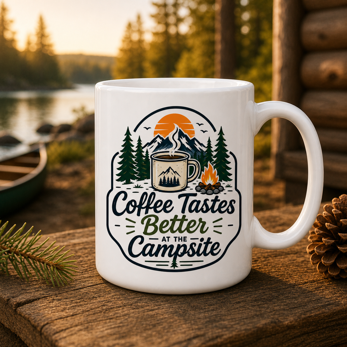 Coffee Tastes Better at the Campsite 15oz White Coffee Mug