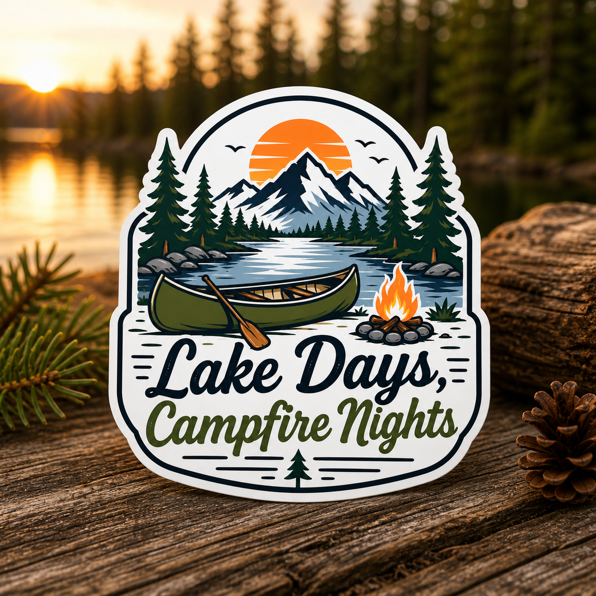 Lake Days Campfire Nights Die-Cut Sticker