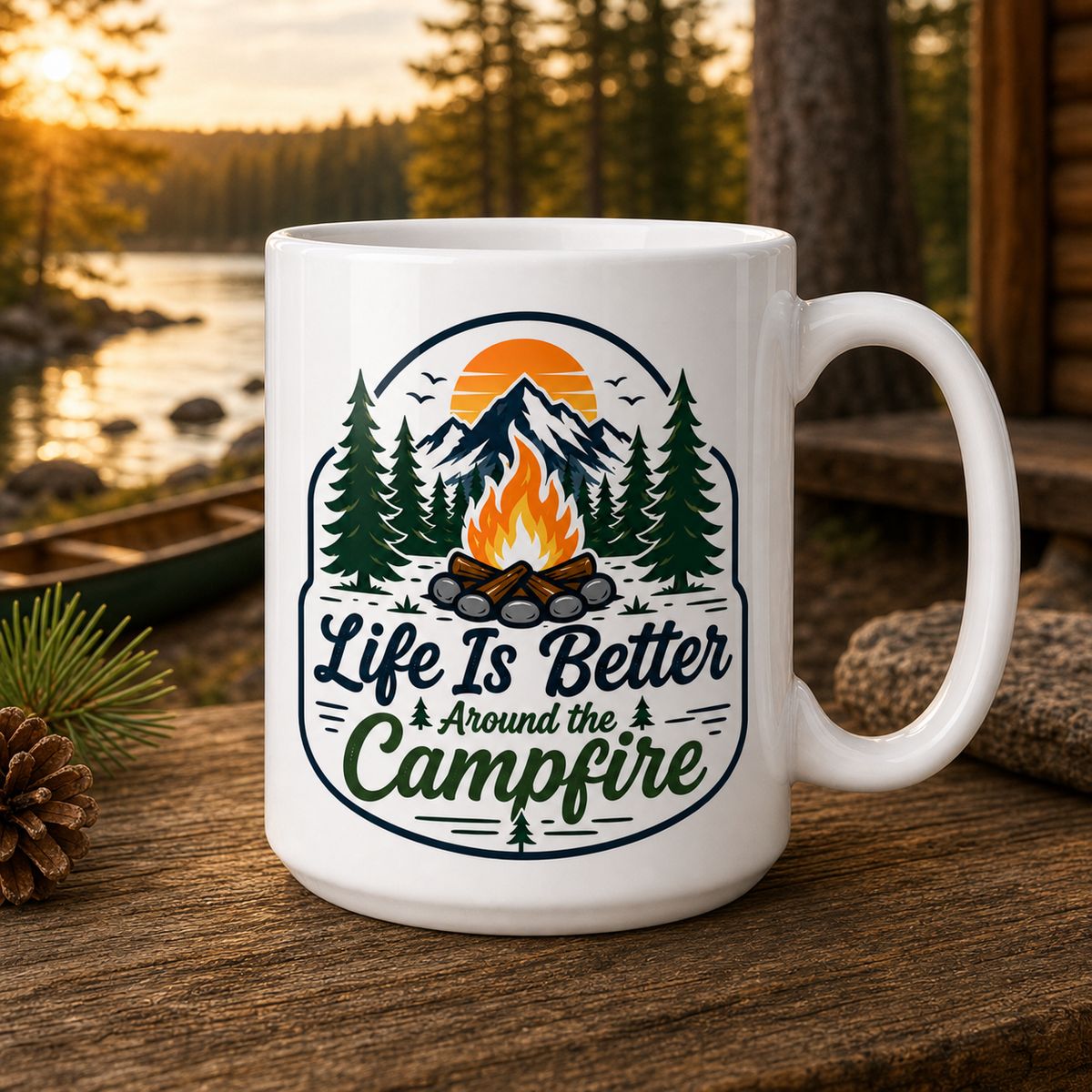 Life Is Better Around the Campfire 15oz White Coffee Mug