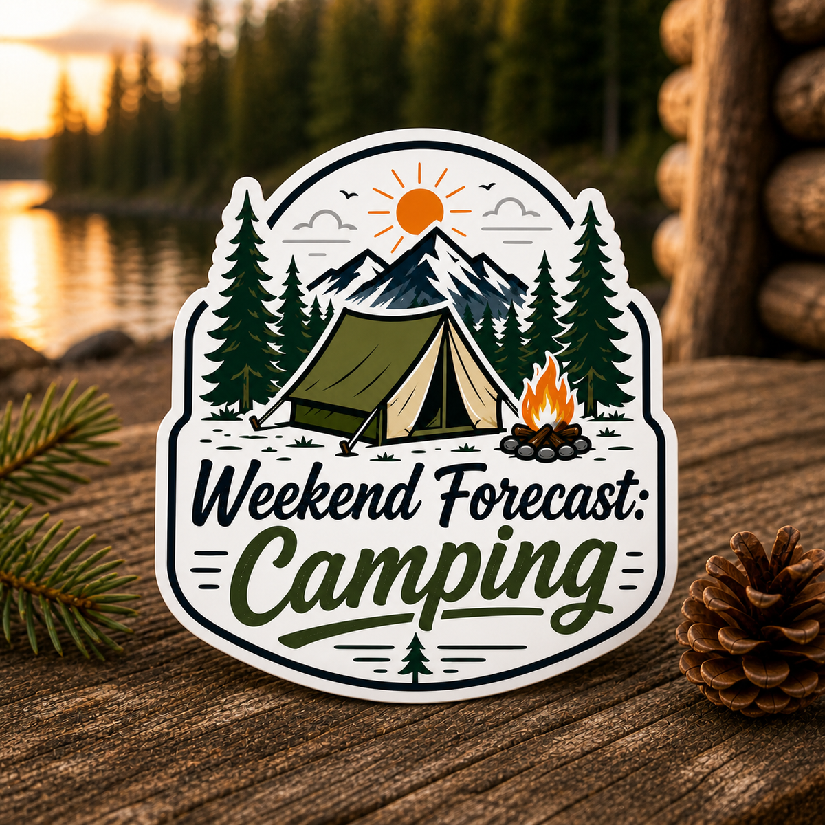 Weekend Forecast Camping Die-Cut Sticker