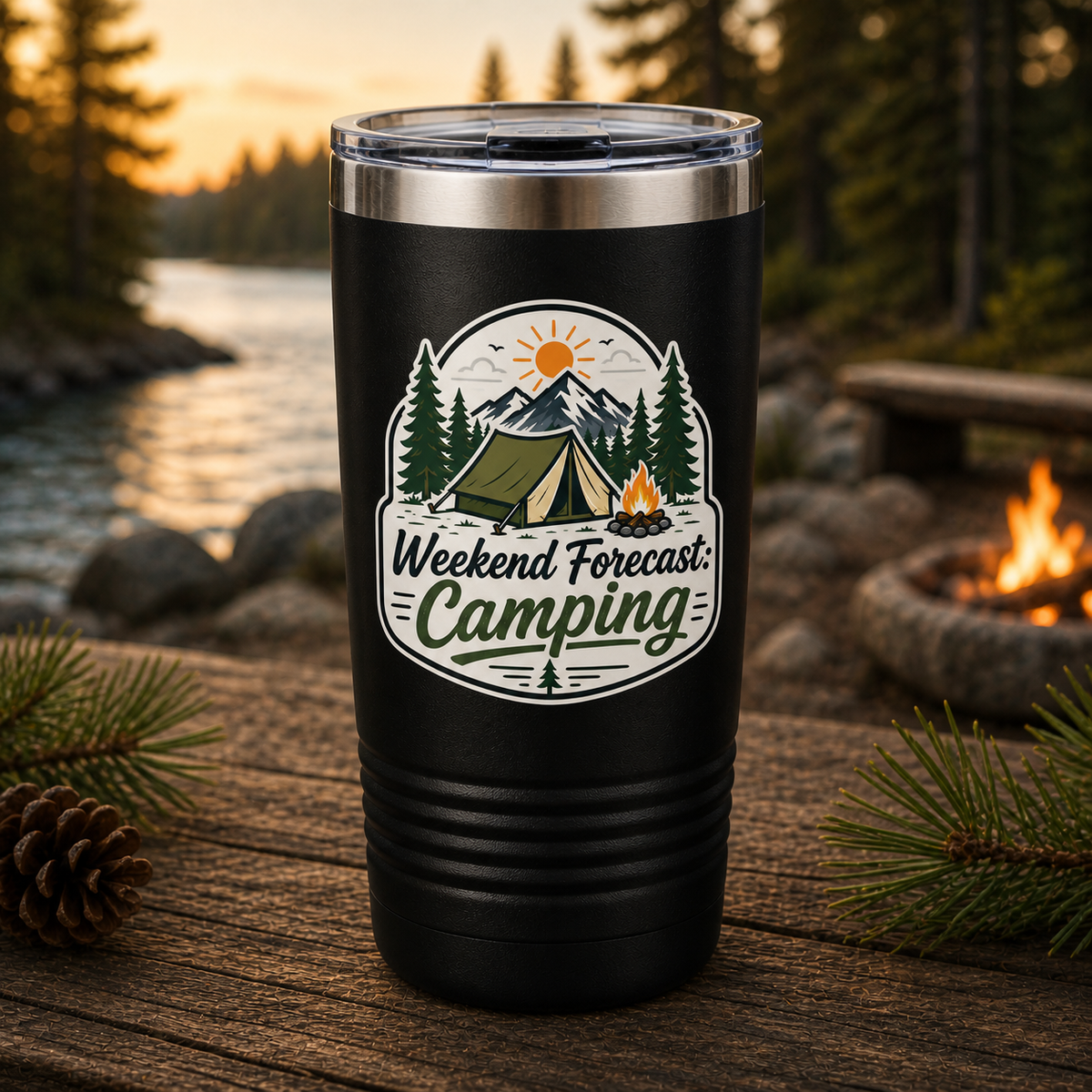 Weekend Forecast Camping 20oz Polar Camel Tumbler in Black