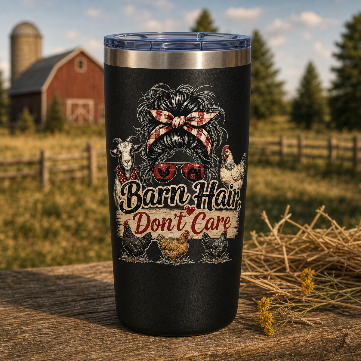Barn Hair Don't Care 20oz Polar Camel Tumbler in Black