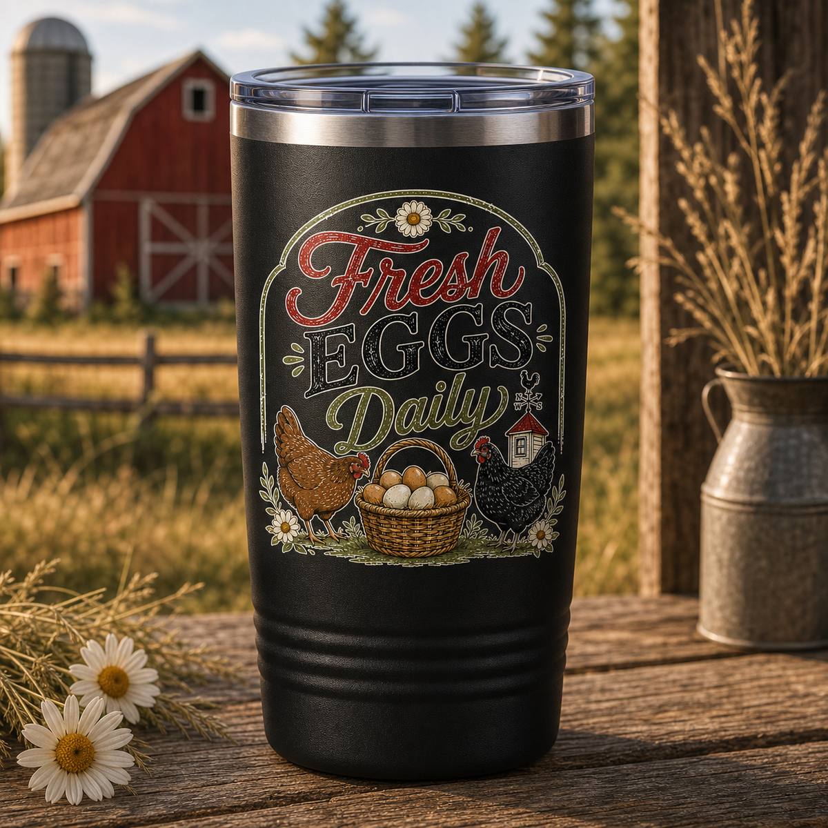 Fresh Eggs Daily 20oz Polar Camel Tumbler in Black
