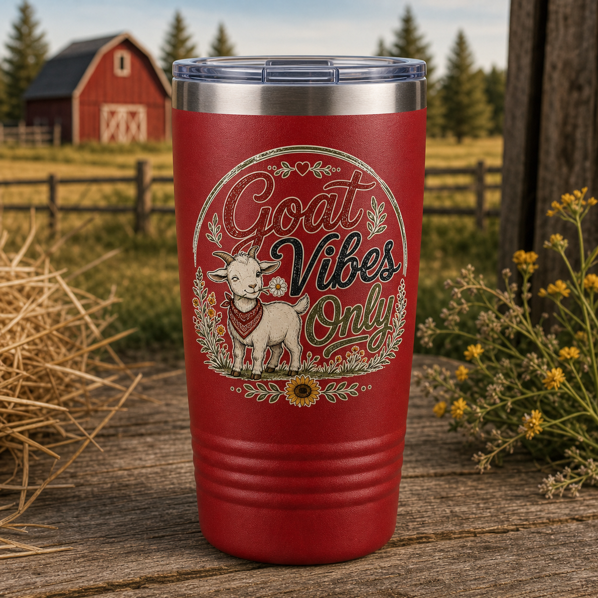 Goat Vibes Only 20oz Polar Camel Tumbler in Red