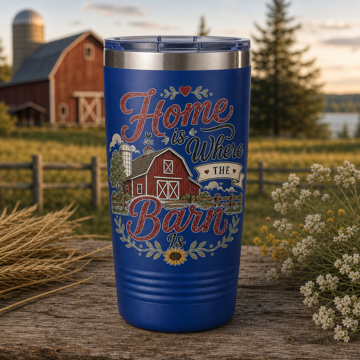 Home Is Where the Barn Is 20oz Polar Camel Tumbler in Royal Blue