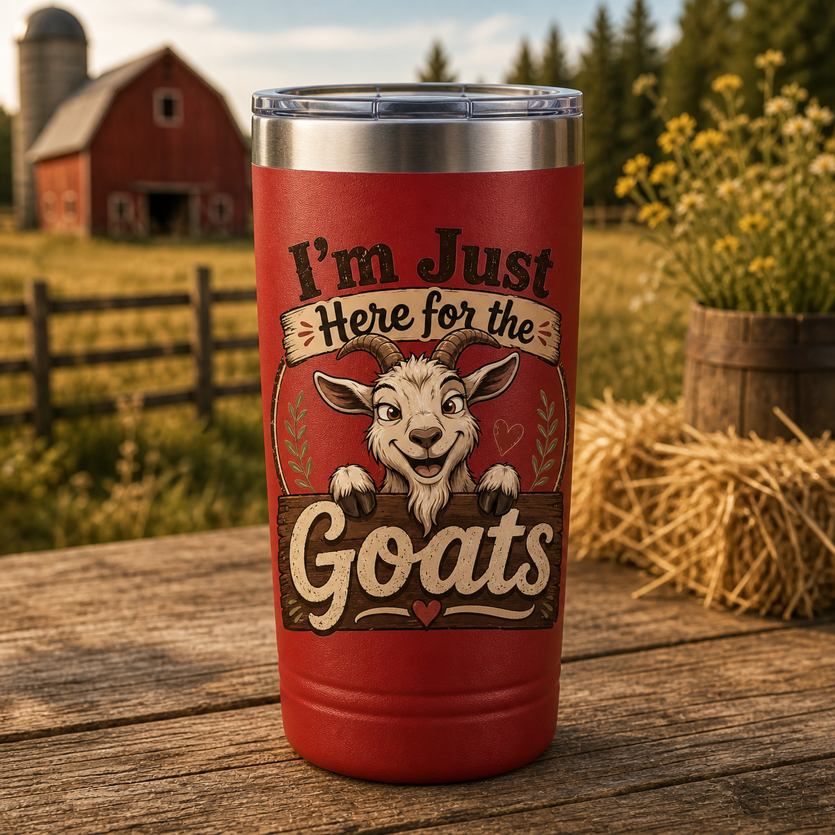 I'm Just Here for the Goats 20oz Polar Camel Tumbler in Red
