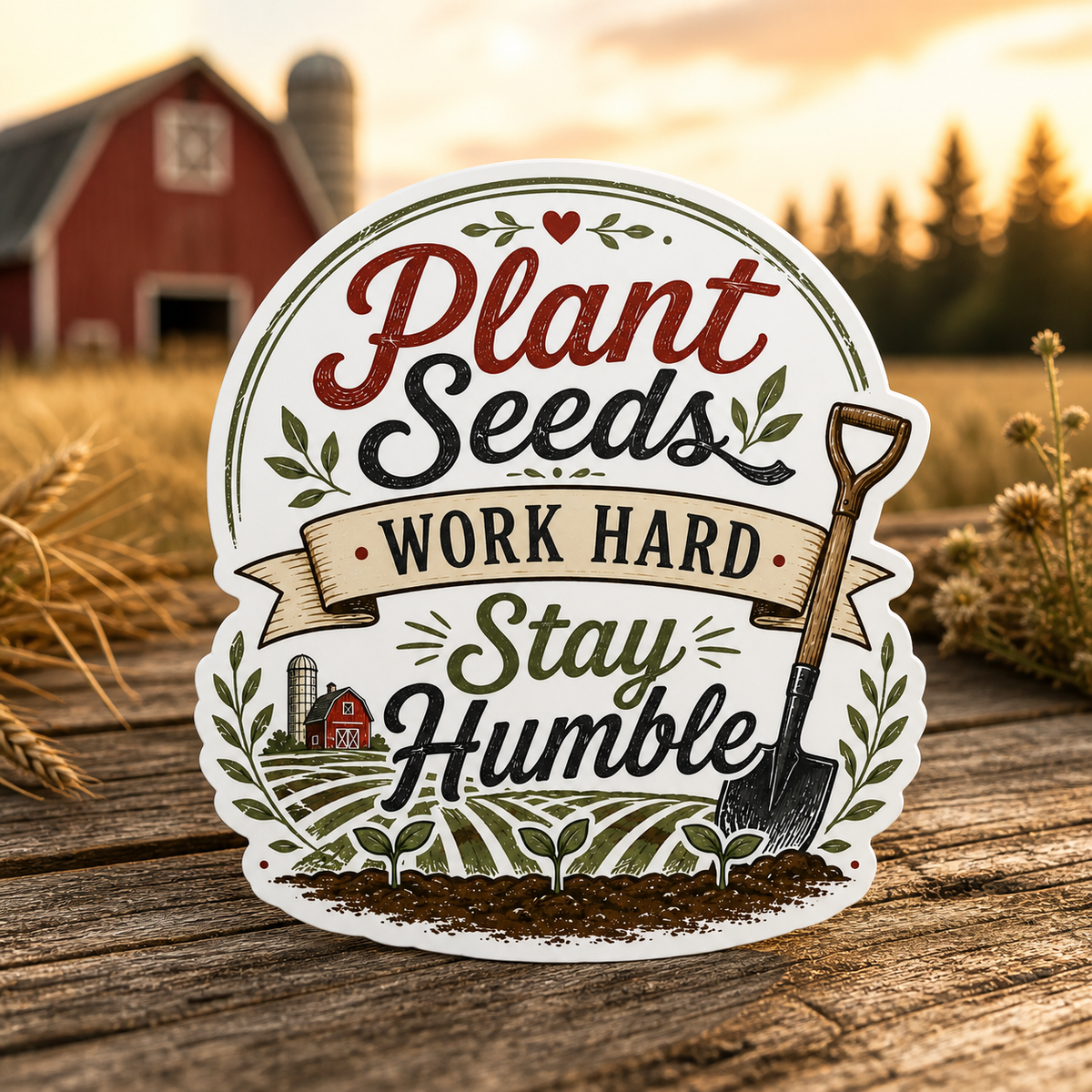 Plant Seeds Work Hard Stay Humble Die-Cut Sticker