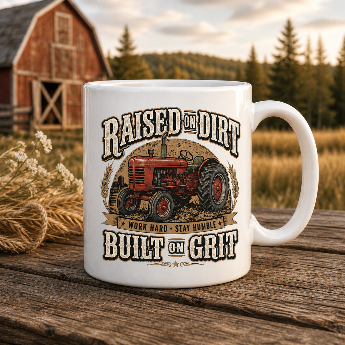 Raised on Dirt Built on Grit 15oz White Coffee Mug