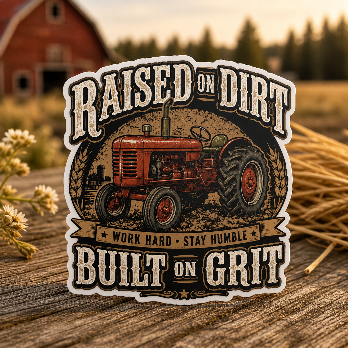Raised on Dirt Built on Grit Die-Cut Sticker