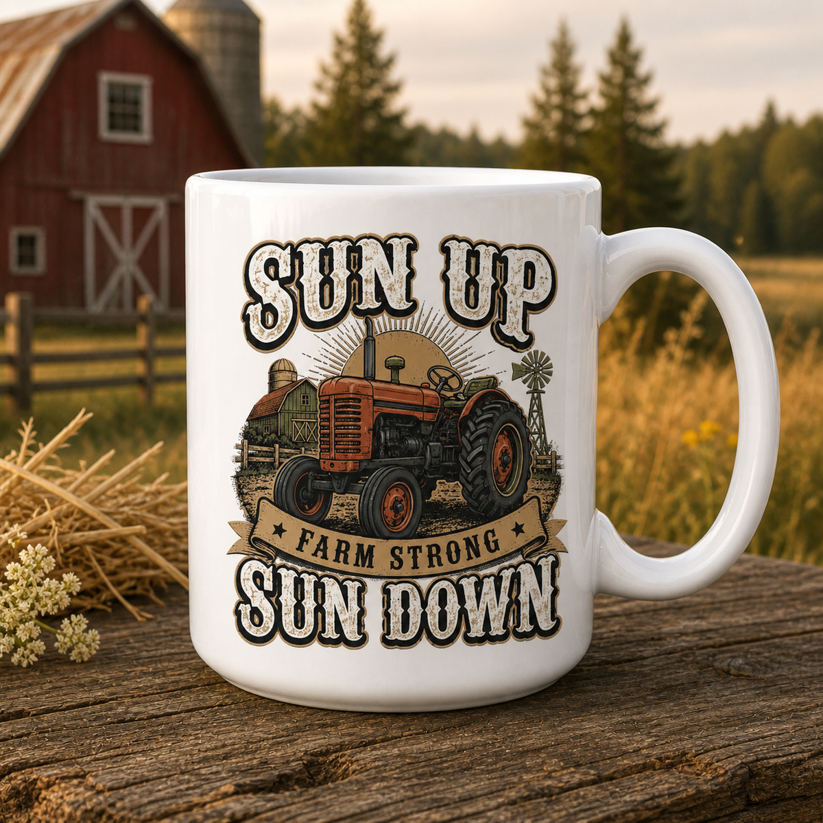 Sun Up Farm Strong Sun Down 15oz White Coffee Mug