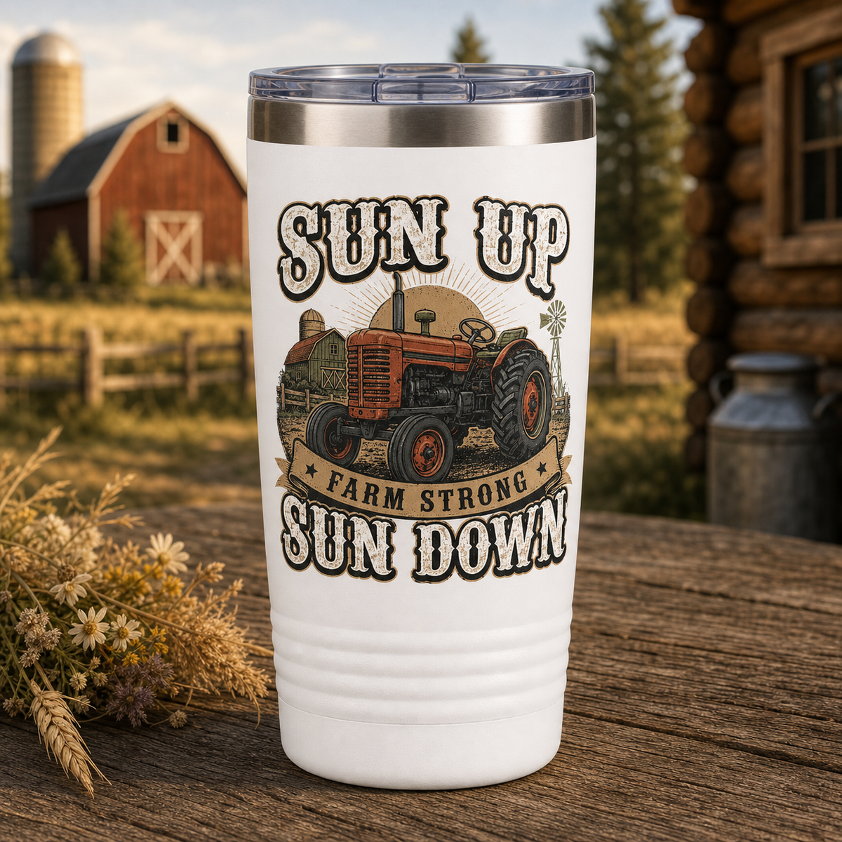 Sun Up Farm Strong Sun Down 20oz Polar Camel Tumbler in White