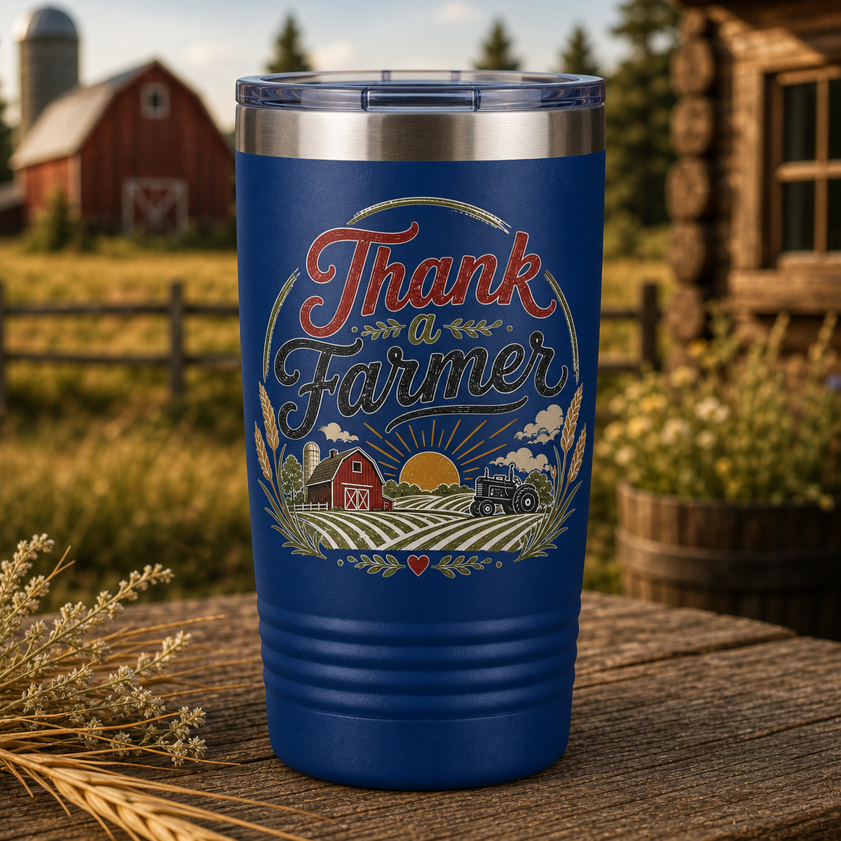 Thank a Farmer 20oz Polar Camel Tumbler in Royal Blue