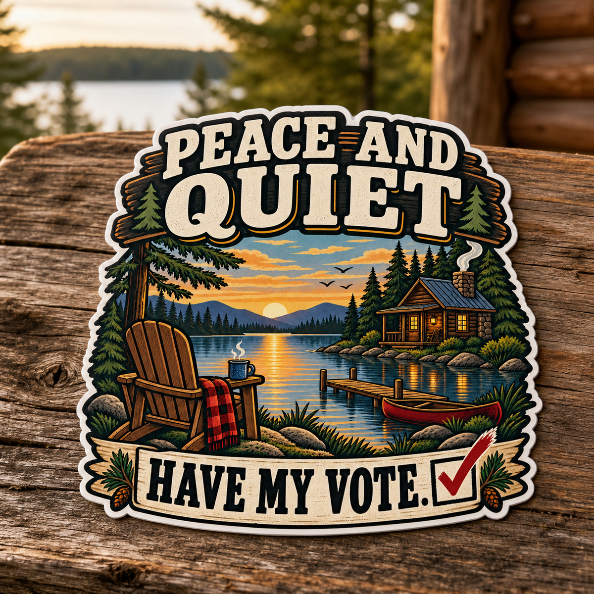 Peace and Quiet Have My Vote Die-Cut Sticker