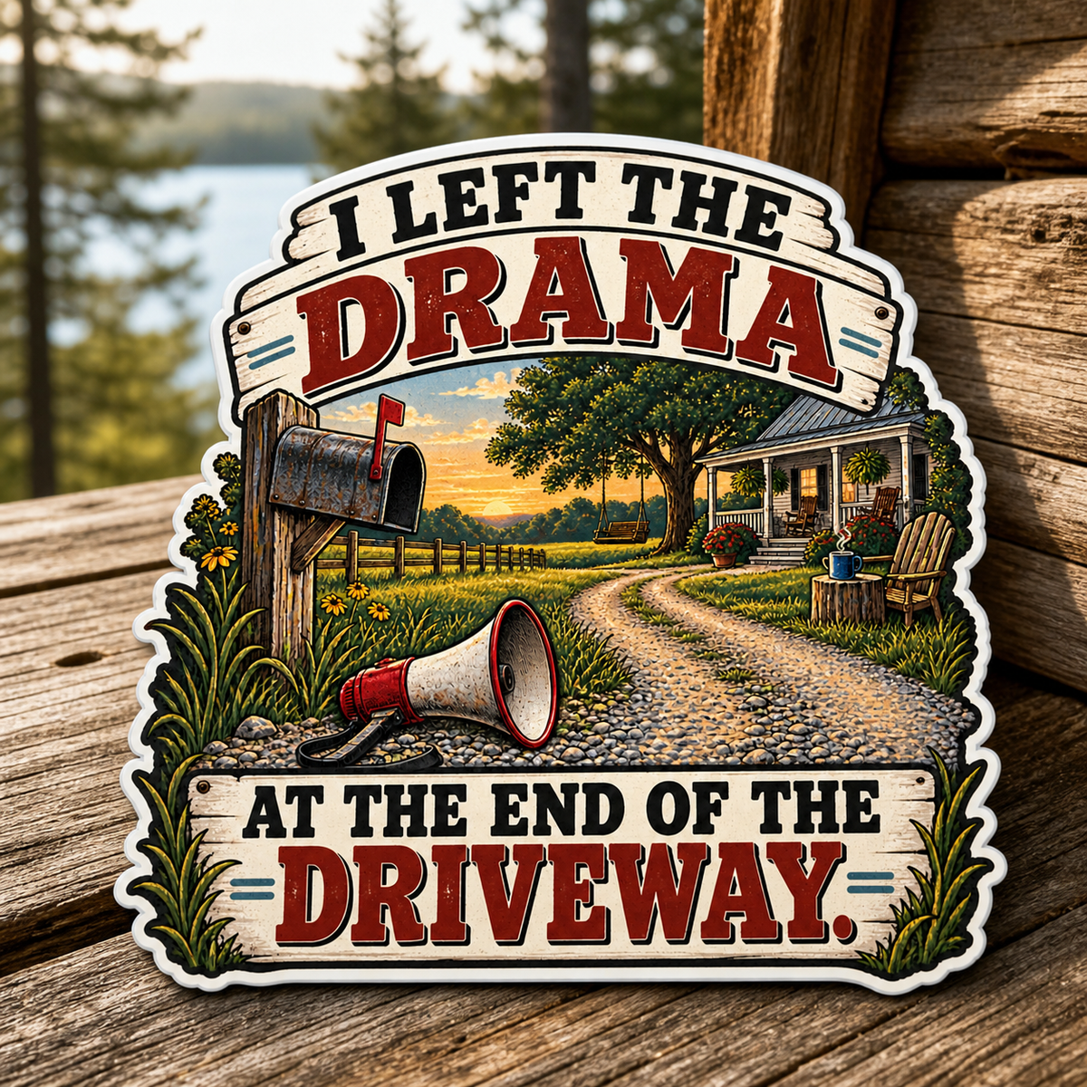 Drama at the End of the Driveway Die-Cut Sticker