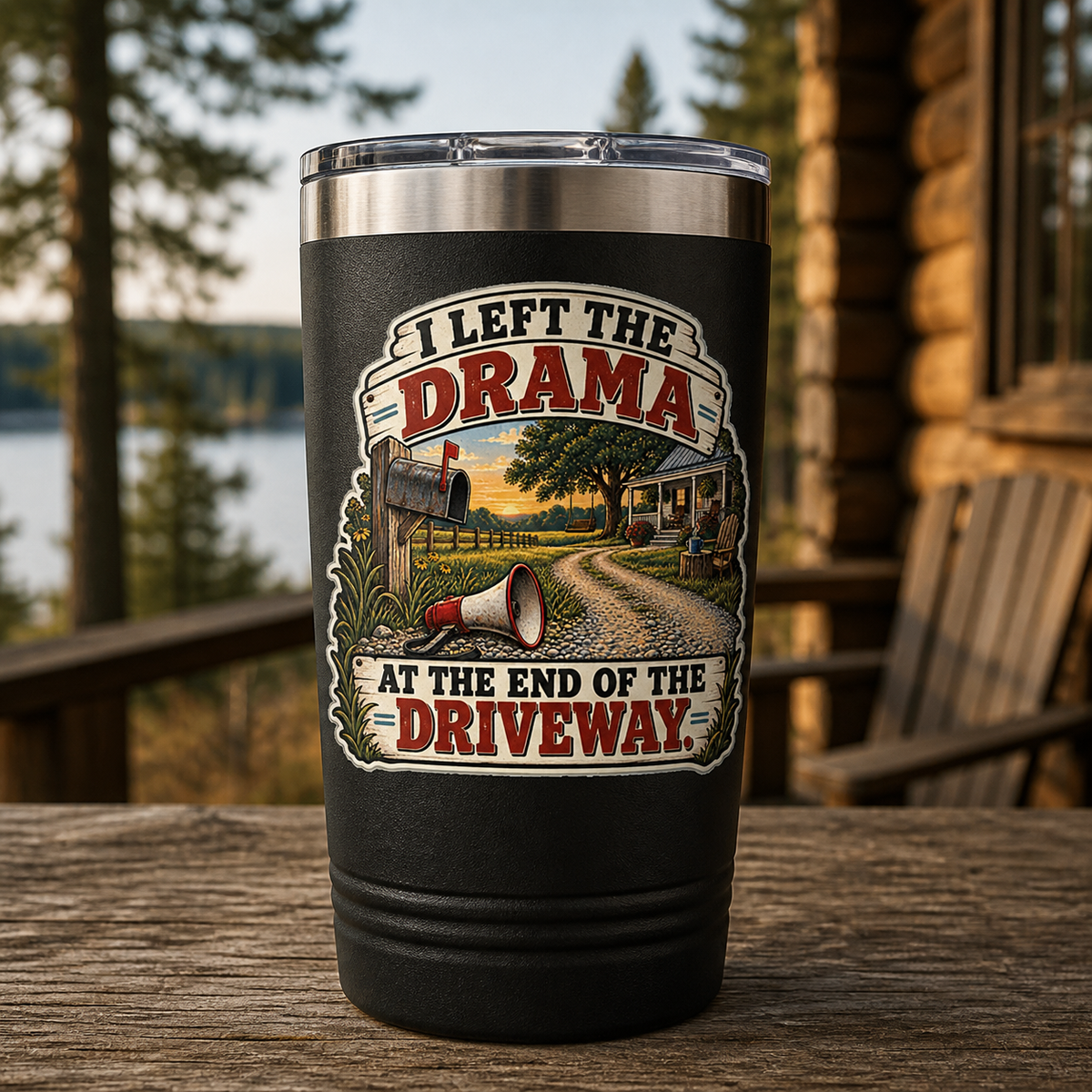Drama at the End of the Driveway 20oz Polar Camel Tumbler in Black