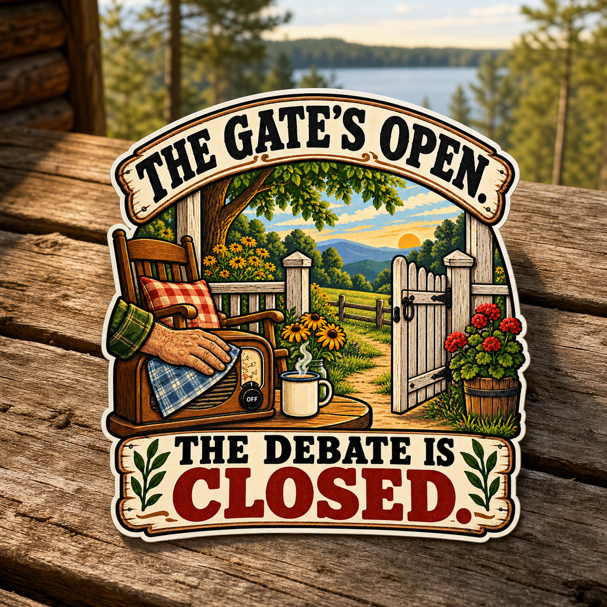 The Gate's Open The Debate Is Closed Die-Cut Sticker