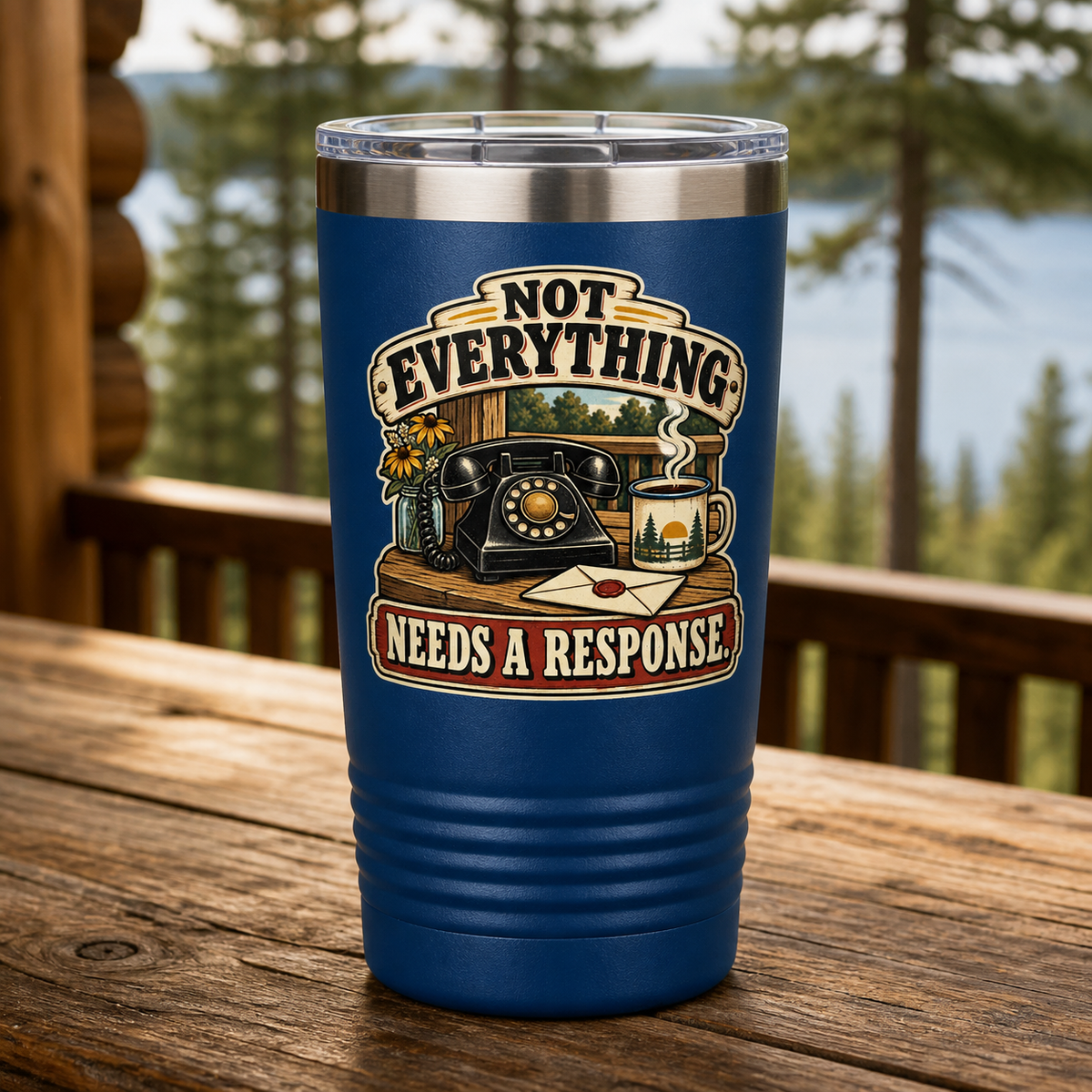 Not Everything Needs a Response 20oz Polar Camel Tumbler in Royal Blue
