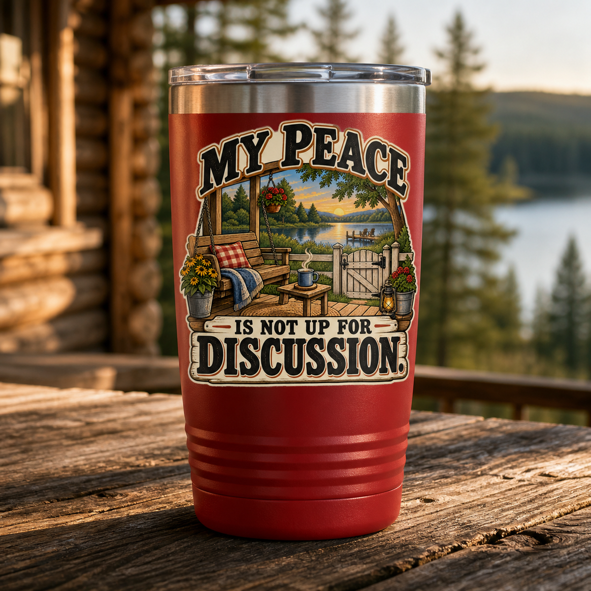 My Peace Is Not Up for Discussion 20oz Polar Camel Tumbler in Red