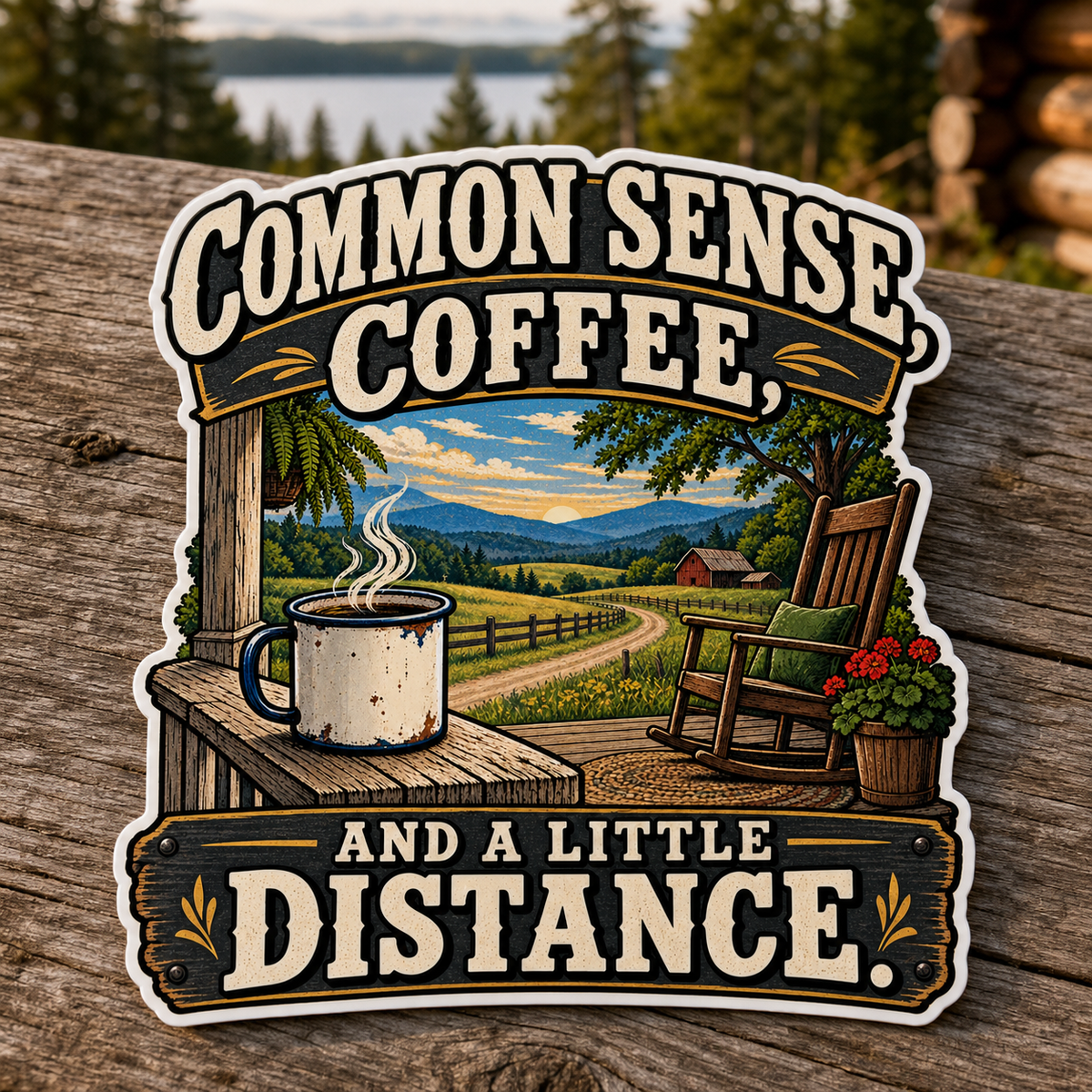 Common Sense Coffee and a Little Distance Die-Cut Sticker