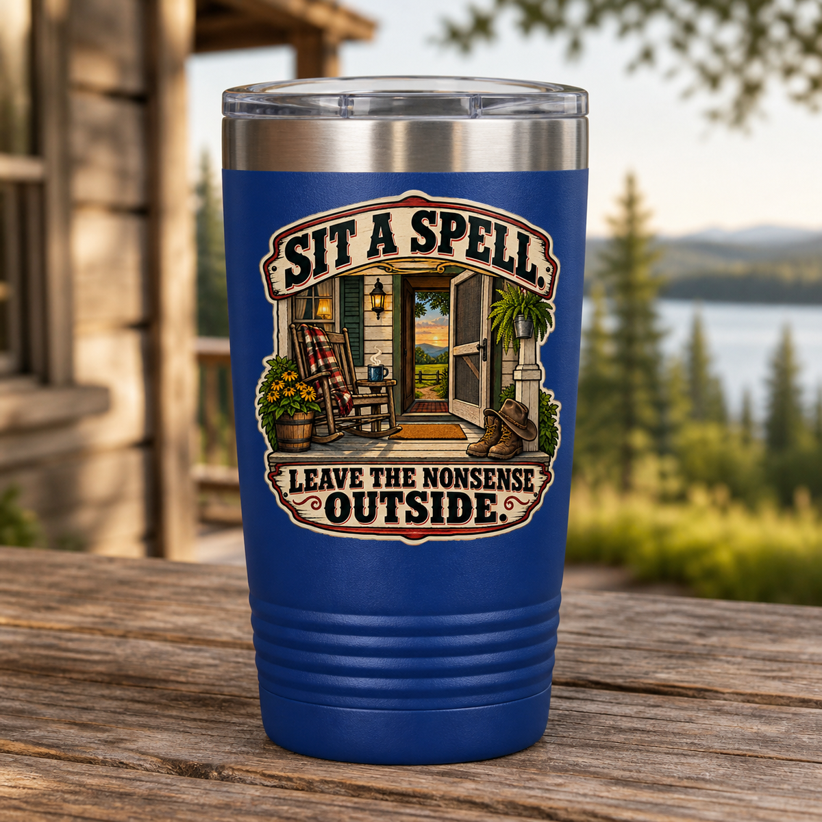 Leave the Nonsense Outside 20oz Polar Camel Tumbler in Royal Blue