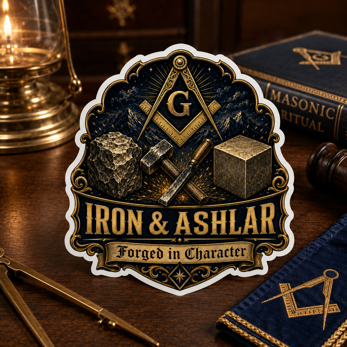 Iron Ashlar Forged in Character Masonic Design