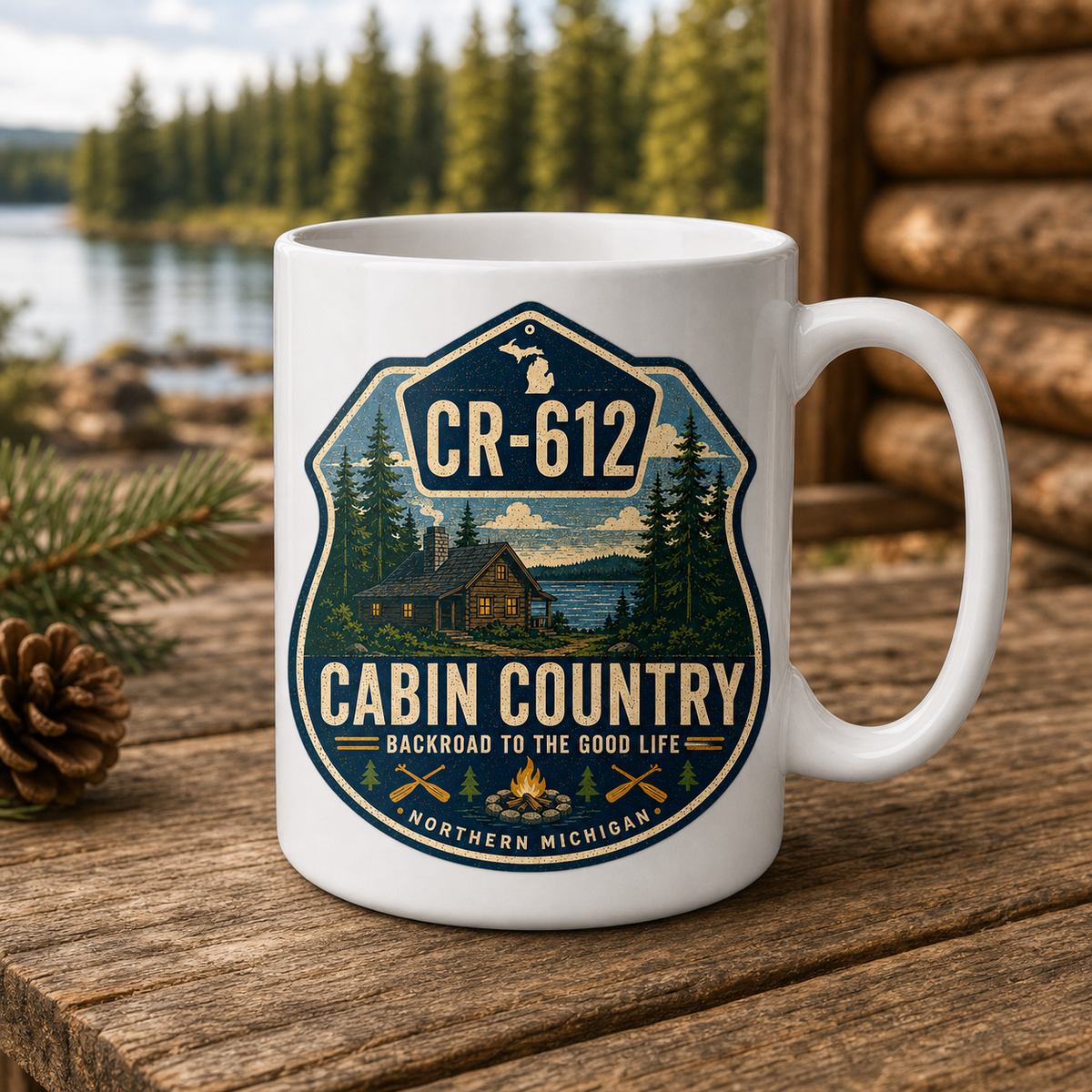 CR-612 Cabin Country 15oz White Coffee Mug