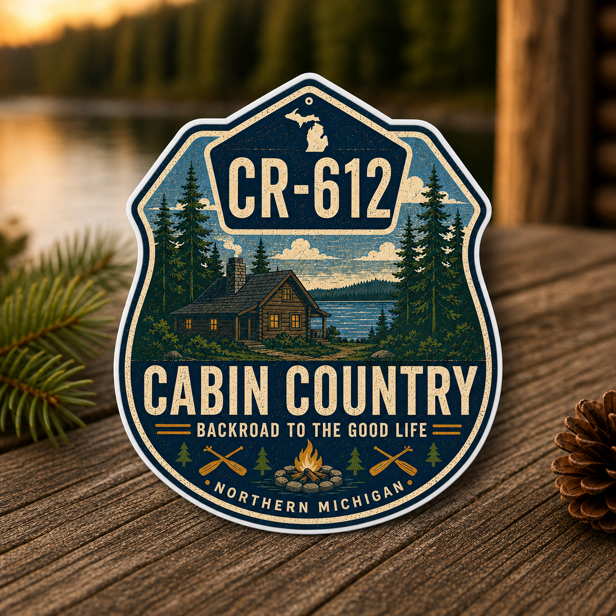 CR-612 Cabin Country Die-Cut Sticker