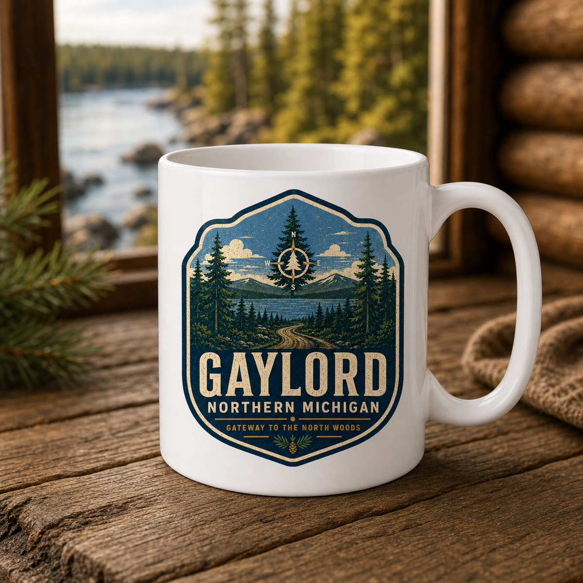 Gaylord Gateway to the North Woods 15oz White Coffee Mug