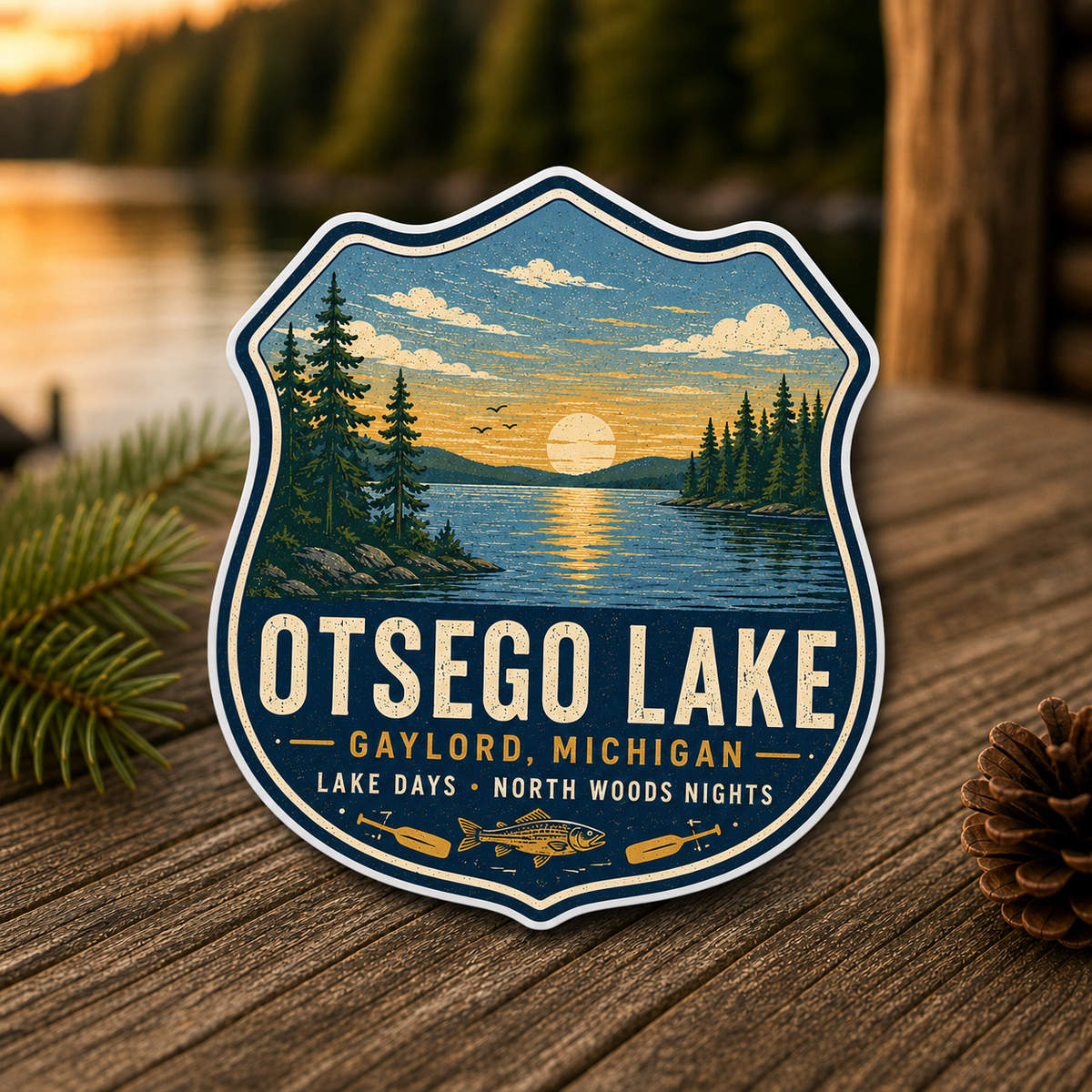 Otsego Lake Lake Days & North Woods Nights Die-Cut Sticker