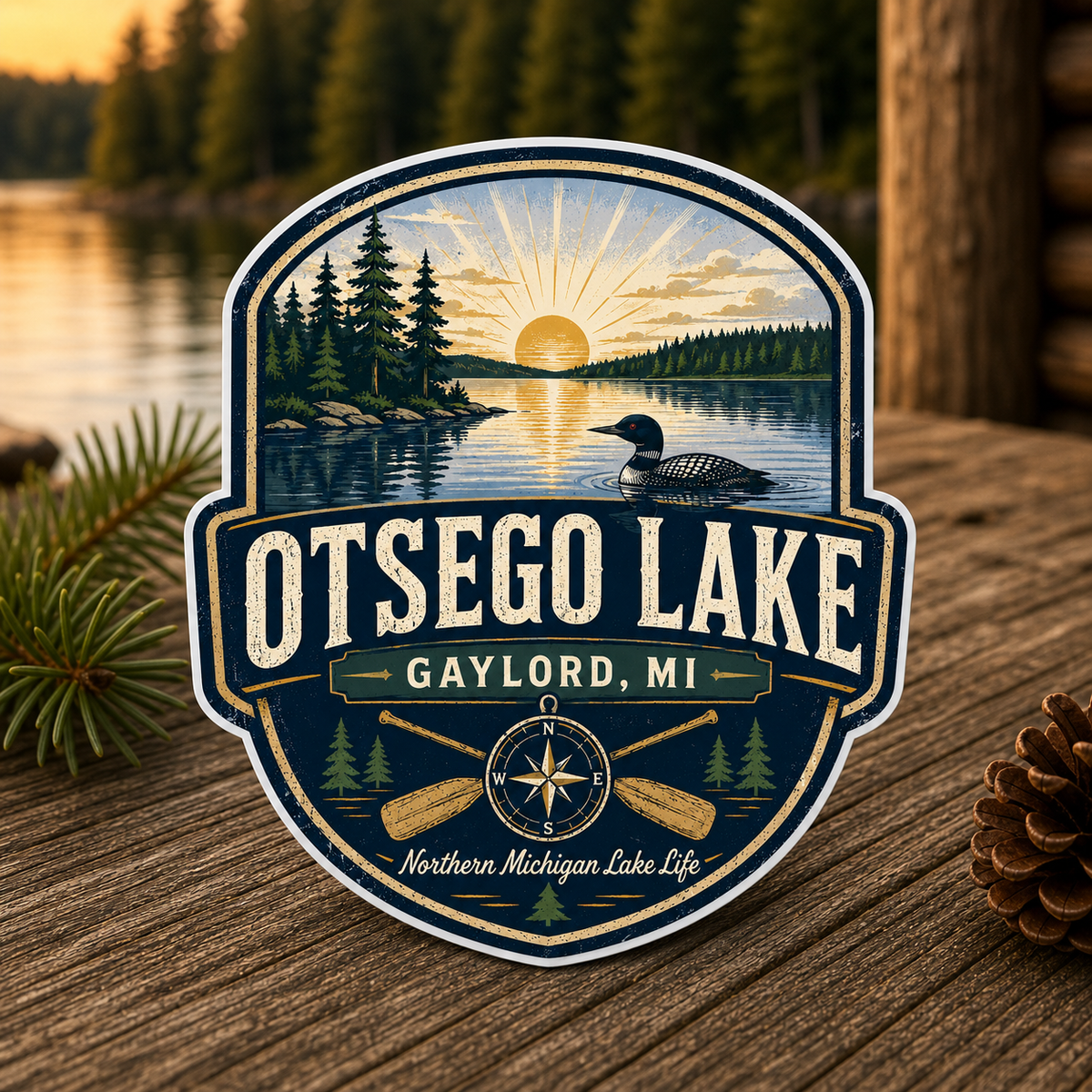 Otsego Lake Northern Michigan Lake Life Die-Cut Sticker