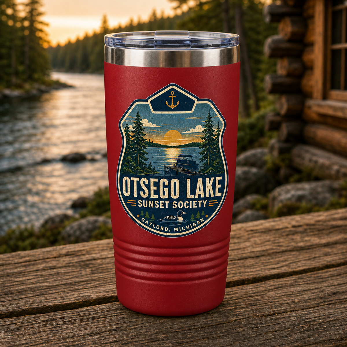 Otsego Lake Sunset Society 20oz Polar Camel Tumbler in Red