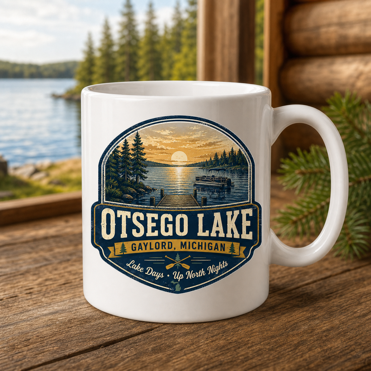 Otsego Lake Up North Nights 15oz White Coffee Mug