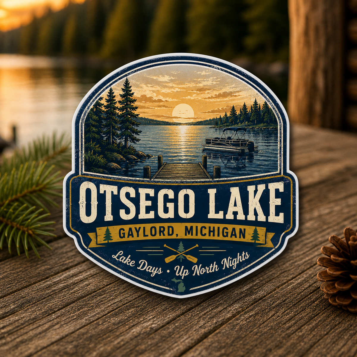 Otsego Lake Up North Nights Die-Cut Sticker