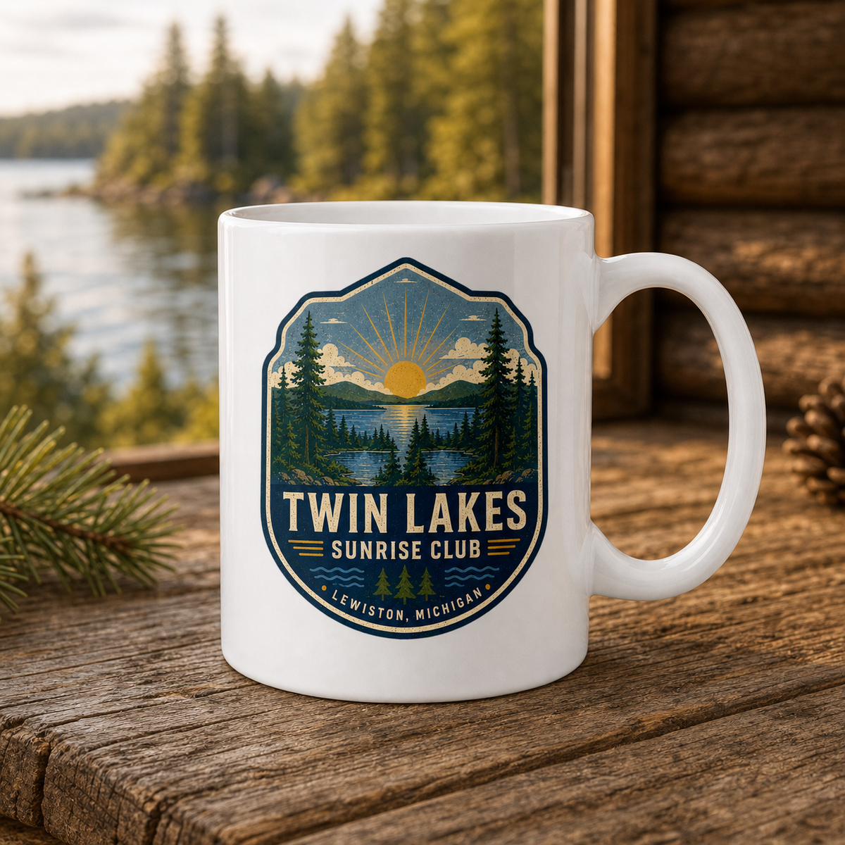 Twin Lakes Sunrise Club 15oz White Coffee Mug