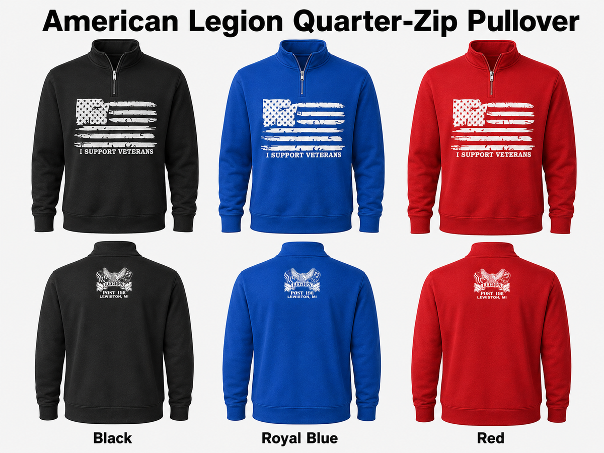 American Legion Post 198 Quarter-Zip Pullover – I Support Veterans