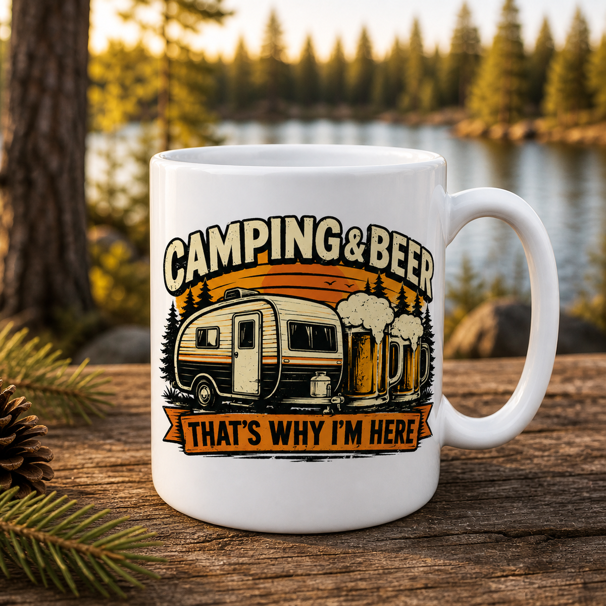 Camping & Beer That's Why I'm Here 15oz White Coffee Mug