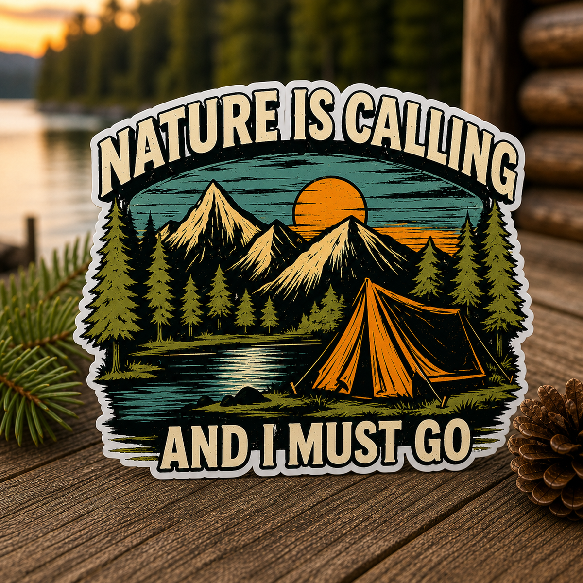 Nature Is Calling and I Must Go Die-Cut Sticker