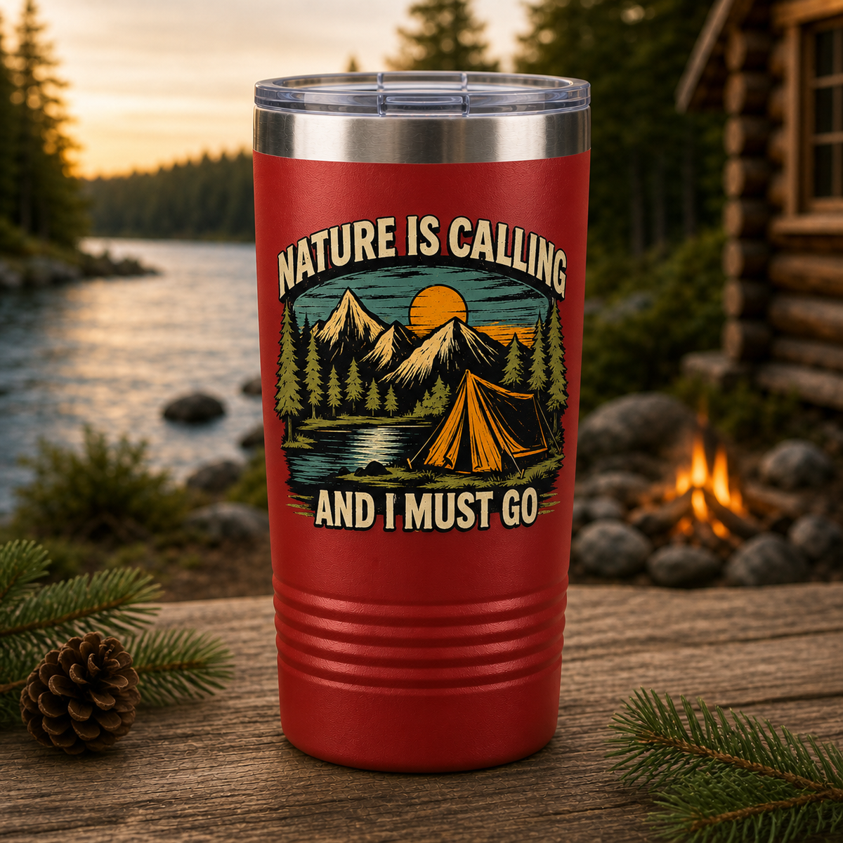 Nature Is Calling and I Must Go 20oz Polar Camel Tumbler in Red