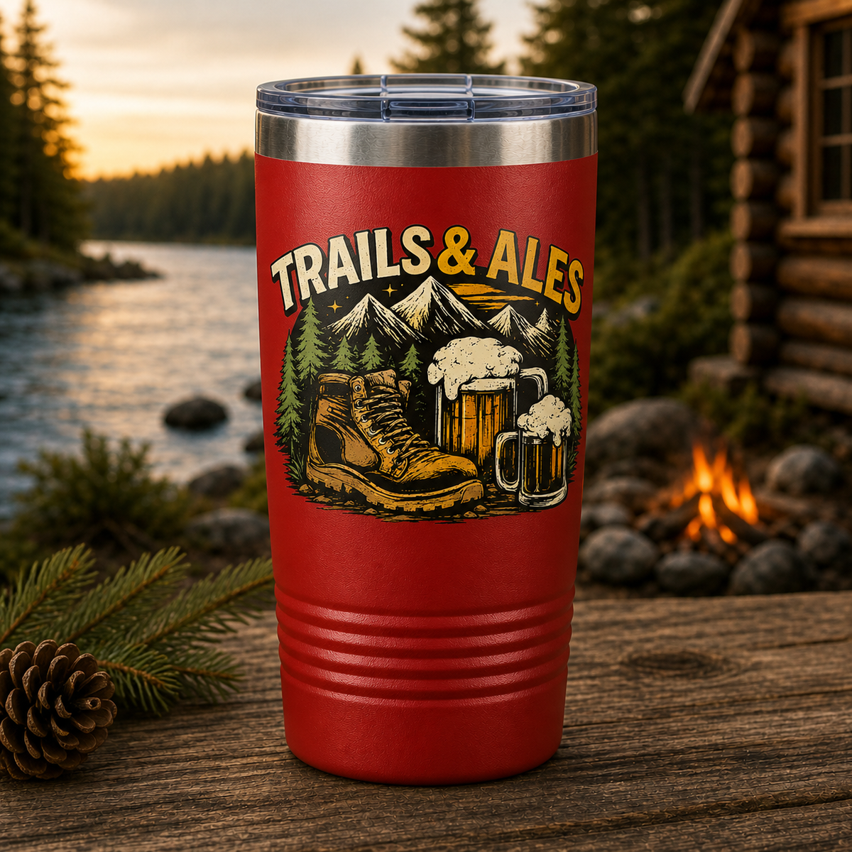 Trails & Ales 20oz Polar Camel Tumbler in Red
