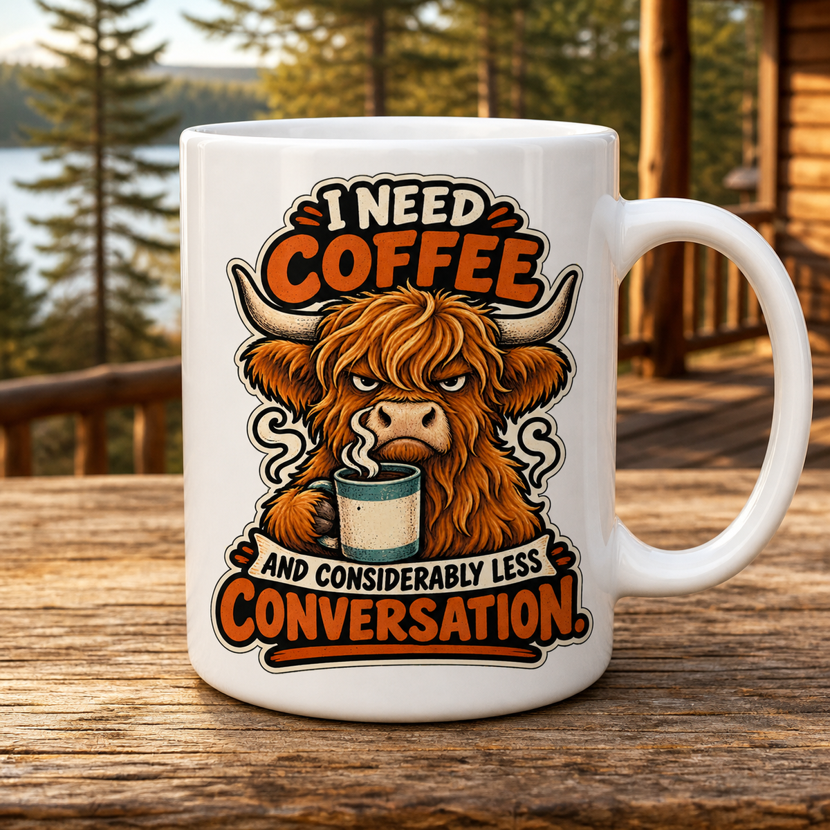 Coffee and Less Conversation 15oz White Coffee Mug