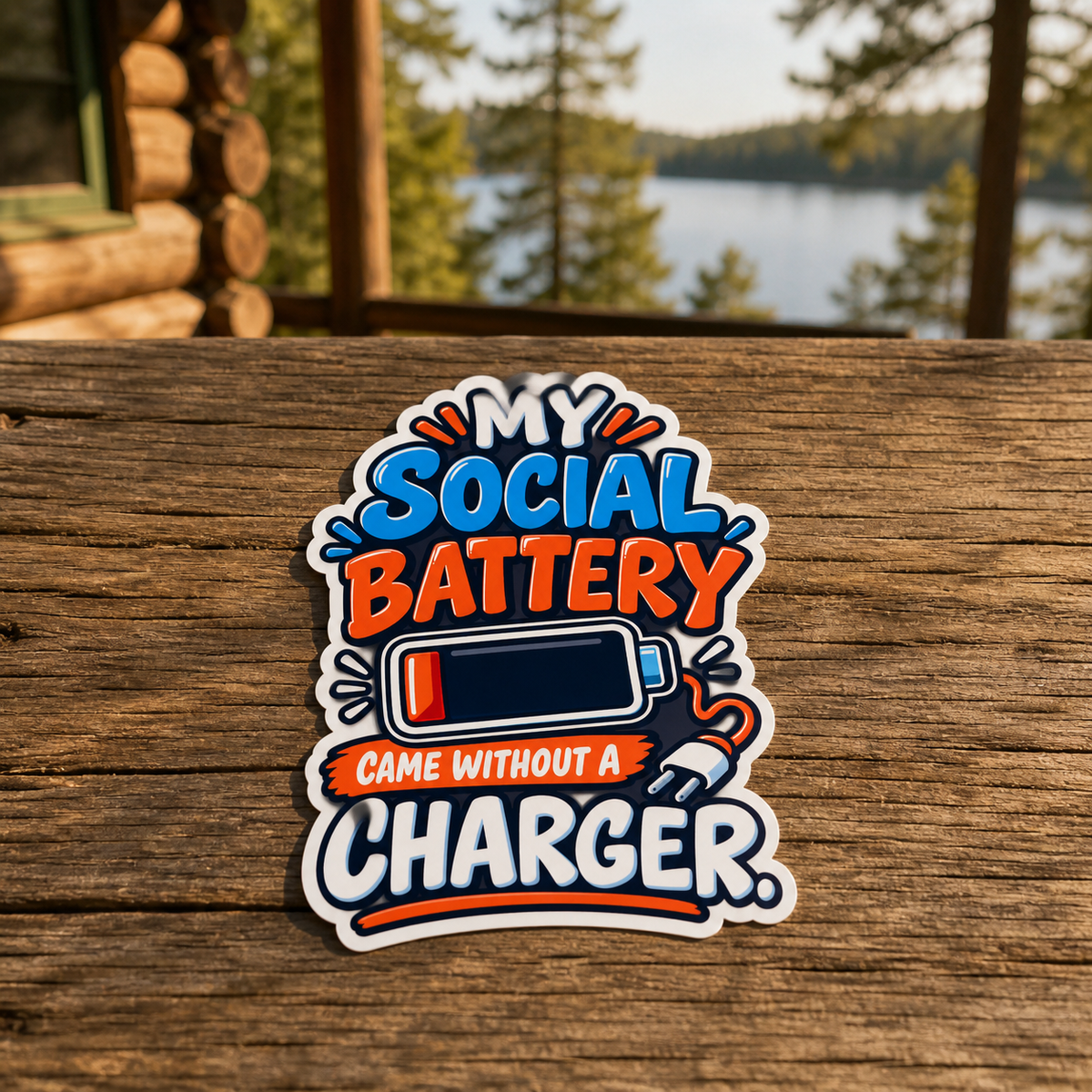 Social Battery Without a Charger Die-Cut Sticker