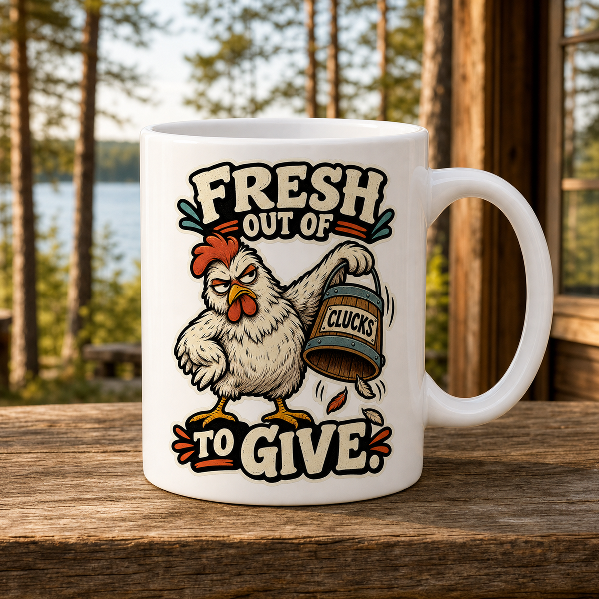 Fresh Out of Clucks 15oz White Coffee Mug