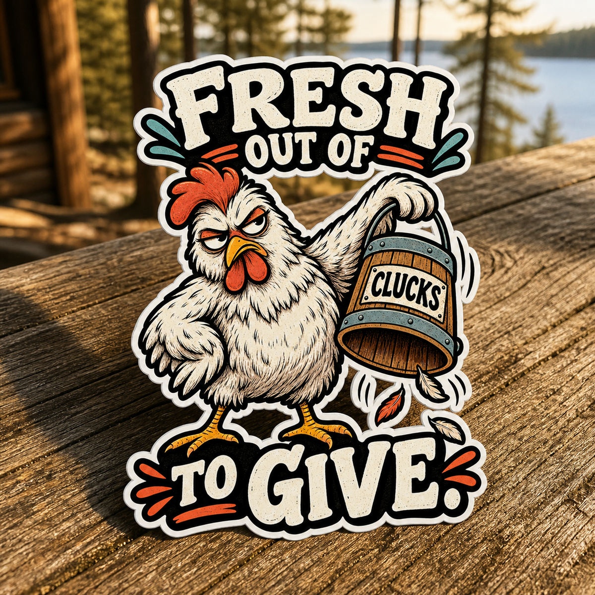 Fresh Out of Clucks Die-Cut Sticker